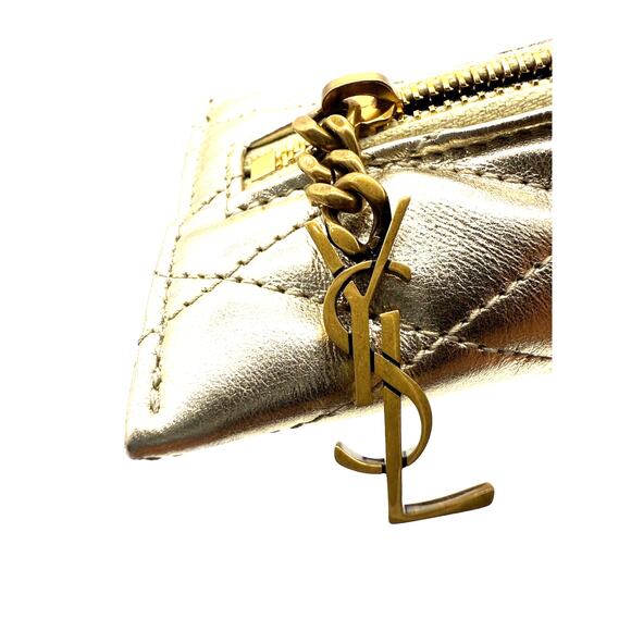 Saint Laurent Berlingo YSL Quilted Metallic Bag Charm*Brand-New w/Dustbag! Gold - Picture 3 of 11